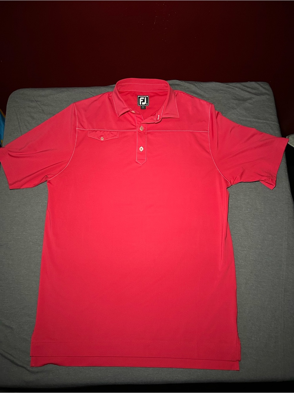FootJoy Men's Pink Golf Polo Shirt With Faux Western Pocket